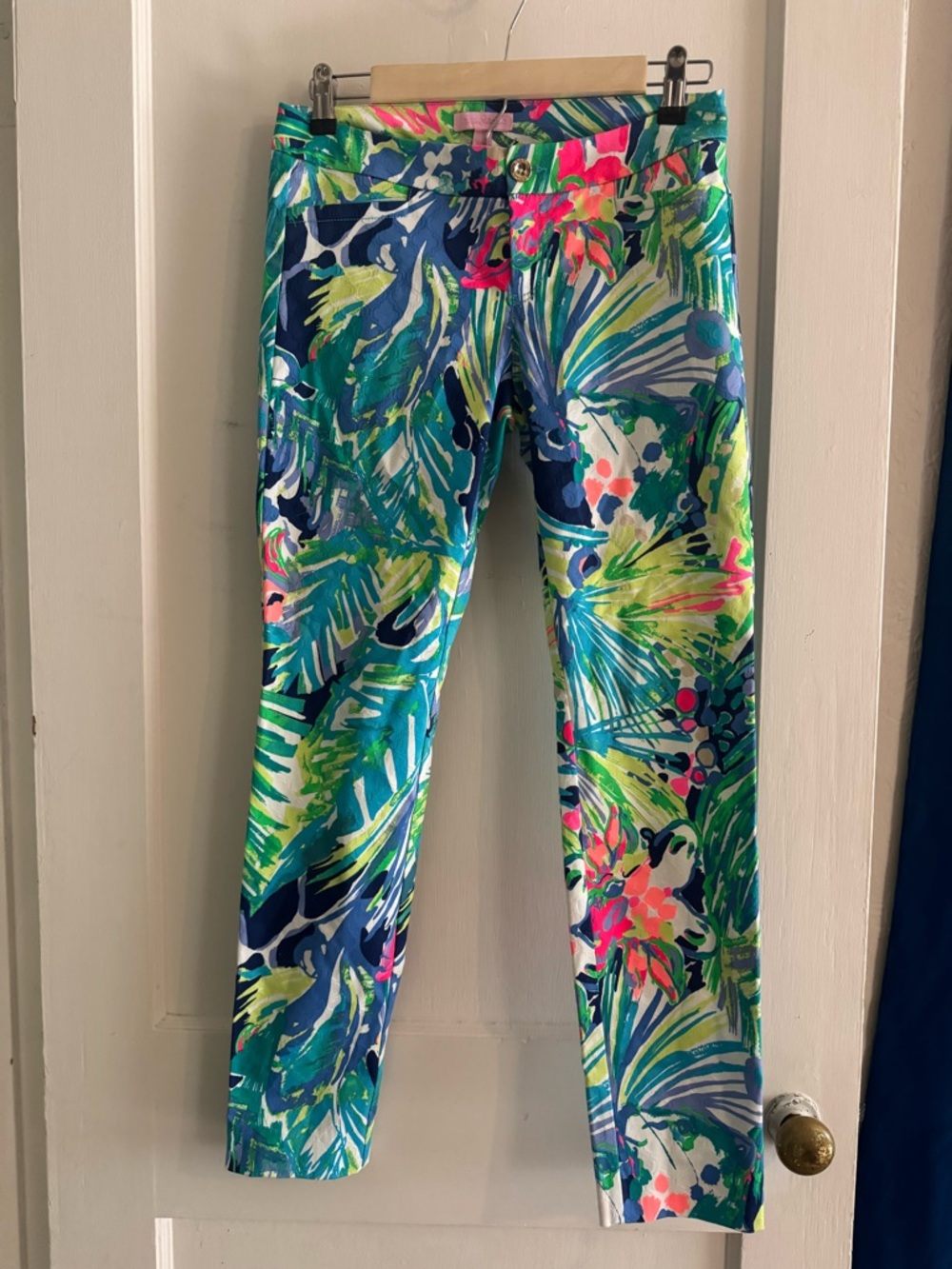 Lilly Pulitzer Tropical Print Capri Pants - Neon Green, Teal & Pink